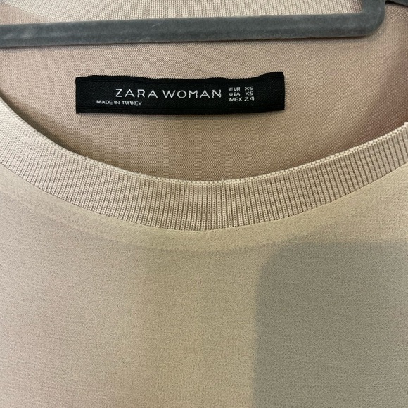 Zara neutral chiffon slits high low blouse - Picture 3 of 8
